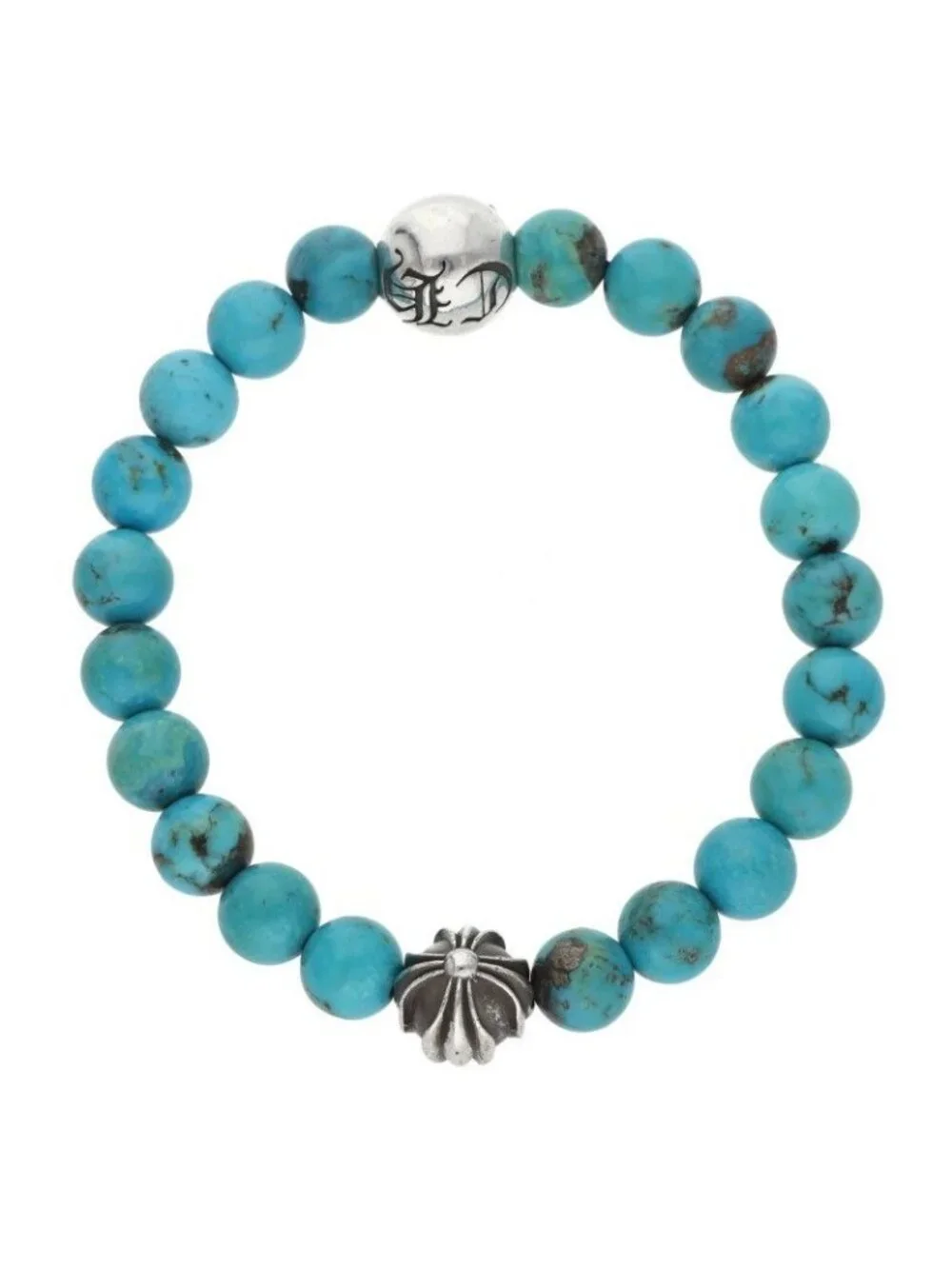 Chrome Hearts 8 Bead Bracelet Cross Ball 8 Turquoise